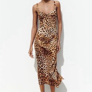 Zara Leopard Midi Dress NWT Medium